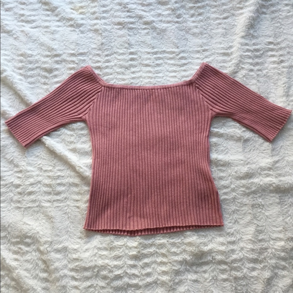 Textured pink shoulder top